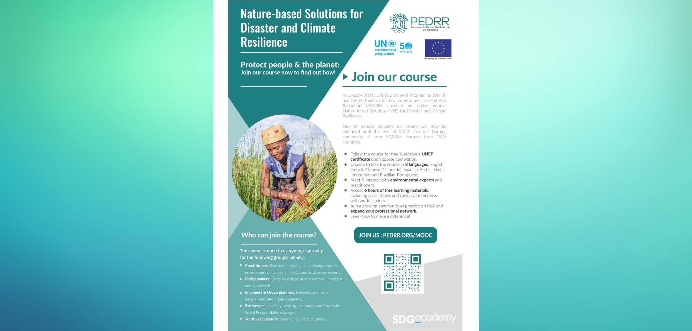 Nature-based Solutions for Disaster and Climate Resilience — UNEP/PEDRR course